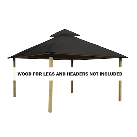 Superherostuff 12 sq. ft. Gazebo Roof Framing & Mounting Kit with Storm Grey Outdura Canopy PA3740720